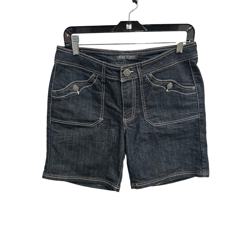 Baccini Womens Dark Wash Cotton Blend Casual Style Denim Shorts Size 8 Comfy